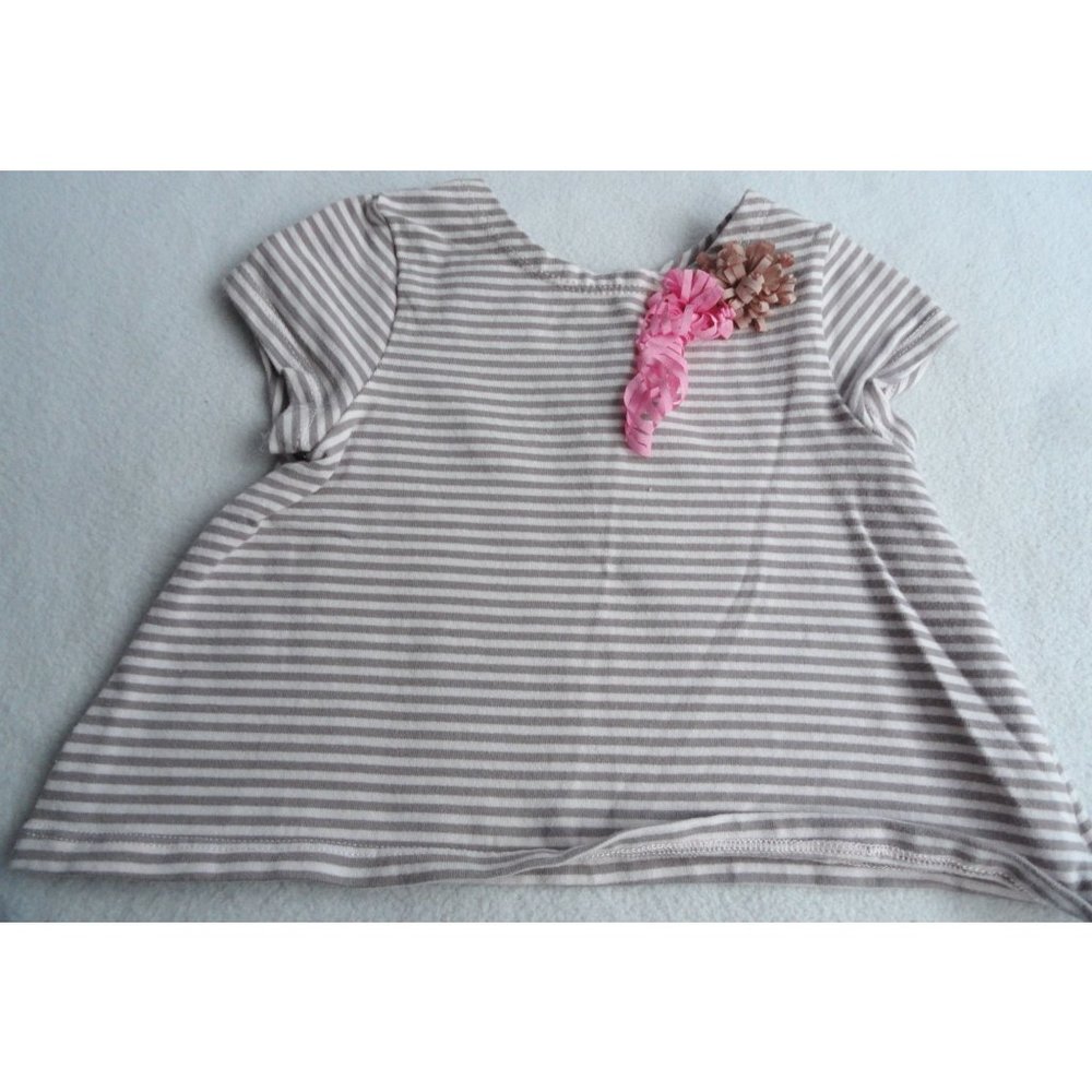 Peppa & Julie Pink and Beige Striped Swing Tee - Girls Size 18 Months